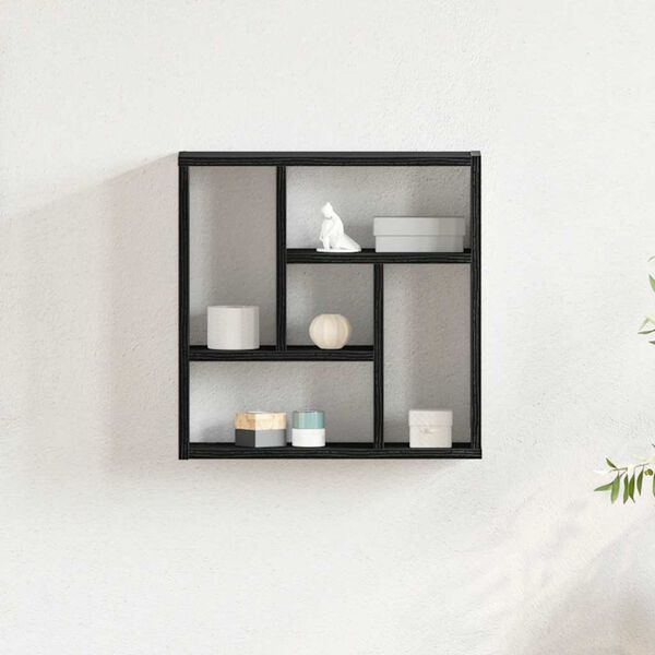vidaXL Wall Shelf Black Oak Engineered Wood Medium Wall Shelf Square