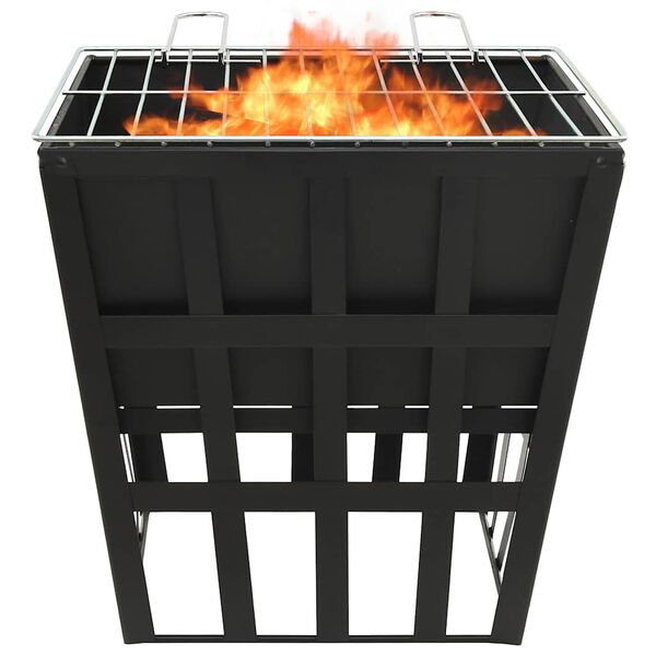 vidaXL 2-in-1 Fire Pit and BBQ 13.4"x13.4"x18.9" Steel
