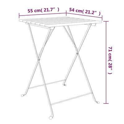 vidaXL Folding Bistro Table 21.7"x21.3"x28" Solid Wood Acacia and Steel