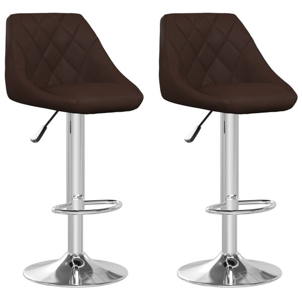 vidaXL Bar Stool Set of 2 Brown Faux leather, chromed steel Standard