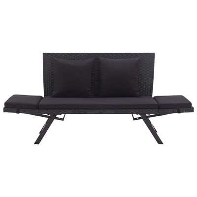 Wicker modular sofa with extendable side sections and cushions