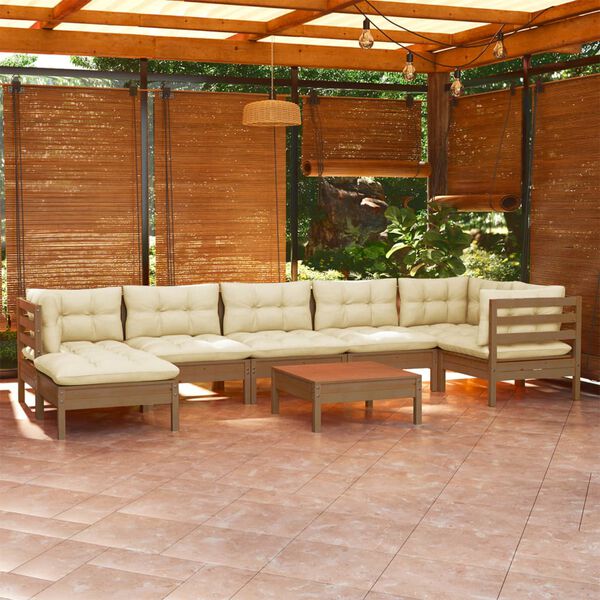 vidaXL Garden Lounge Set Honey Brown Solid Pinewood Medium Modular
