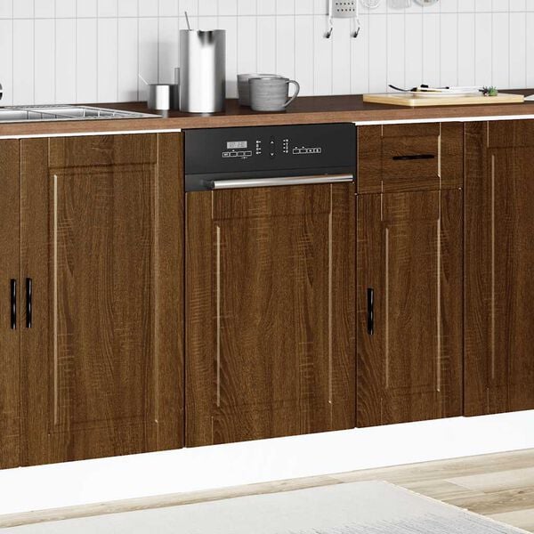 vidaXL Dishwasher Panel Brown oak Engineered wood 17.7x0.6x26.4 in