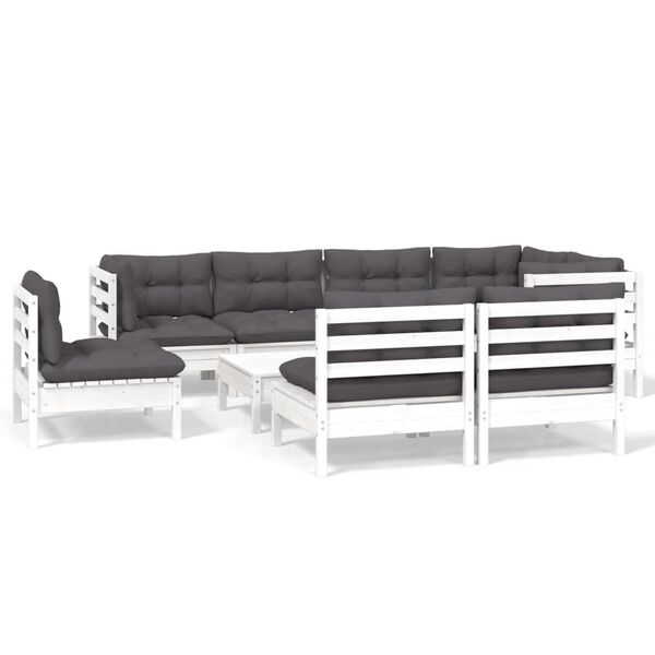 vidaXL Garden Lounge Set White and Anthracite