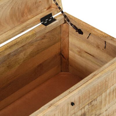 Interior of wooden trunk showing brown lining