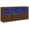 vidaXL Sideboard Brown oak Engineered wood, glass 56.1 x 14.6 x 26.4 in