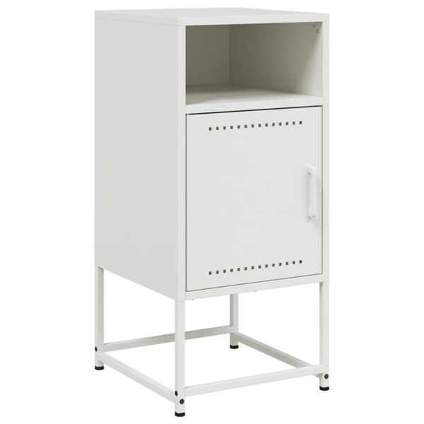 vidaXL Bedside Cabinet White Steel Compact Bedside Cabinet Rectangular