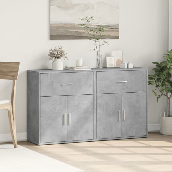 vidaXL Sideboards 2 pcs Concrete Gray 23.6"x12.2"x27.6" Engineered Wood