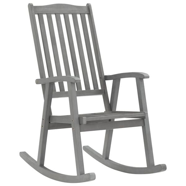 vidaXL Wooden Rocking Chair Grey Solid acacia wood Medium