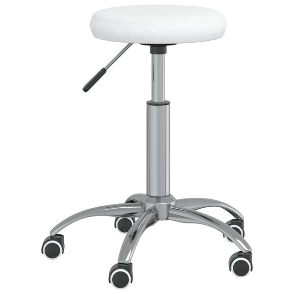 vidaXL Dining Chair White Faux leather, chromed steel Adjustable Height