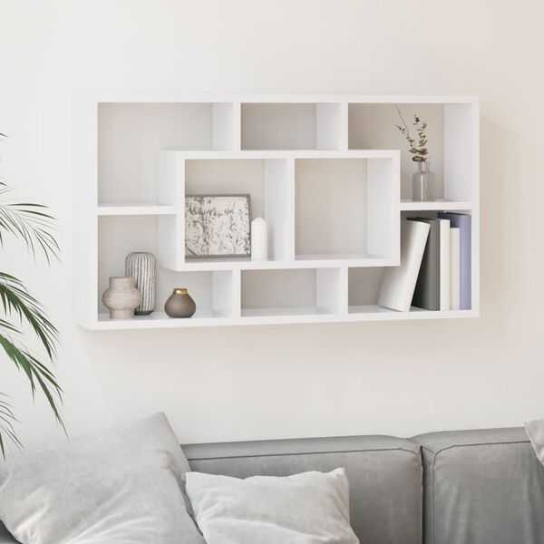 vidaXL Wall Shelf High Gloss White Engineered Wood Medium Wall Shelf