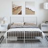 vidaXL Bed Frame White Powder-Coated Steel King Sturdy Bed Frame