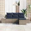 vidaXL Sofa Set with Cushion 4 pcs Grey Synthetic: Poly Rattan