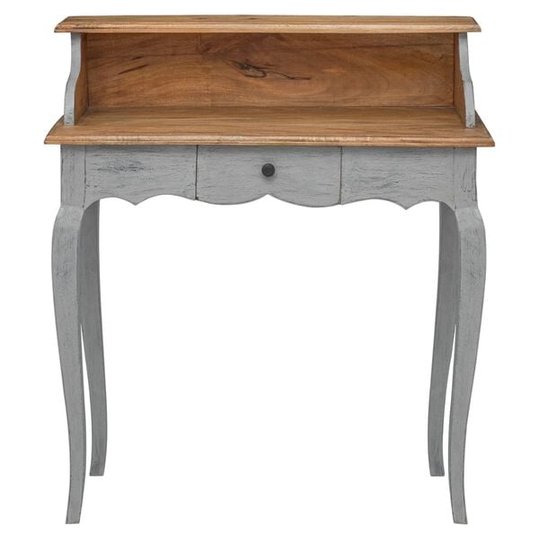 vidaXL Writing Desk Mahogany, Grey Solid mahogany wood