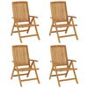 vidaXL Reclining Patio Chairs with Cushions 4 pcs Solid Wood Teak