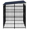 vidaXL Dog Kennel Black Powder-coated steel Large Durable Dog Kennel