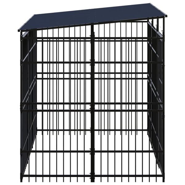 vidaXL Dog Kennel Black Powder-coated steel Large Durable Dog Kennel