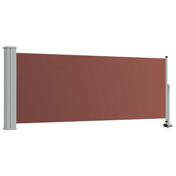 vidaXL Side Awning Brown Polyester 39.4 x 118.1 in Retractable Modern