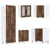 vidaXL Kitchen Cabinet Set Smoked oak Engineered wood and glass Large