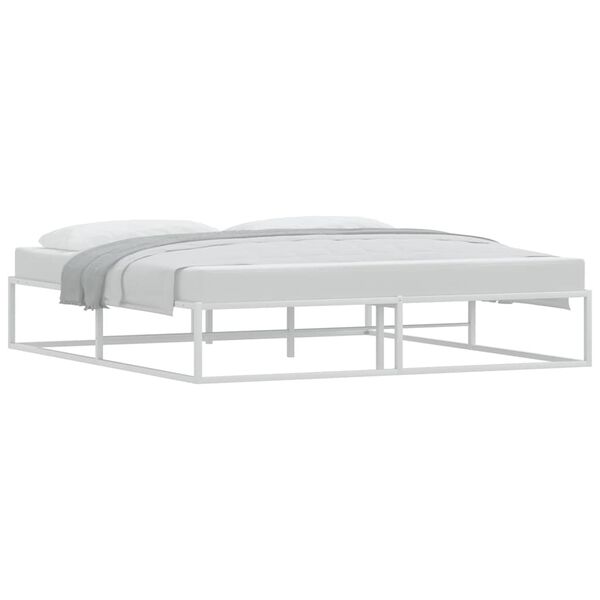 vidaXL Bed Frame White Powder-coated metal Super King Bed Frame