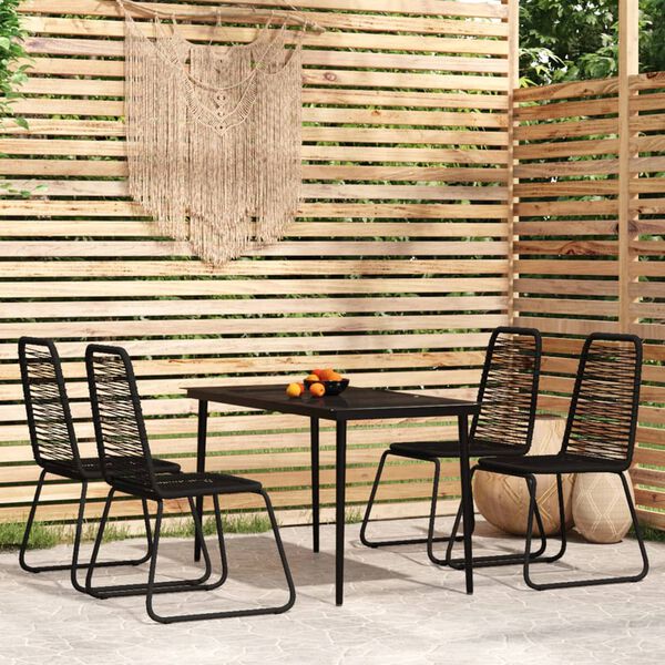 vidaXL Garden Dining Set Black Powder-coated steel 5 piece set