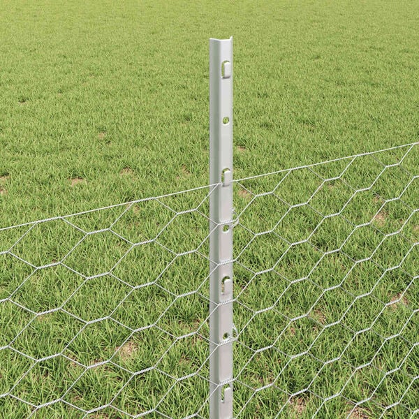 vidaXL Fence with Post Silver 1.64 x 82.02 ft Steel