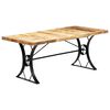 vidaXL Dining Table Brown, Black Solid Mango Wood, Steel 70.9 x 35.4 in