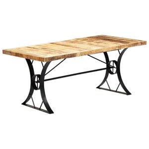 vidaXL Dining Table Brown, Black Solid Mango Wood, Steel 70.9 x 35.4 in