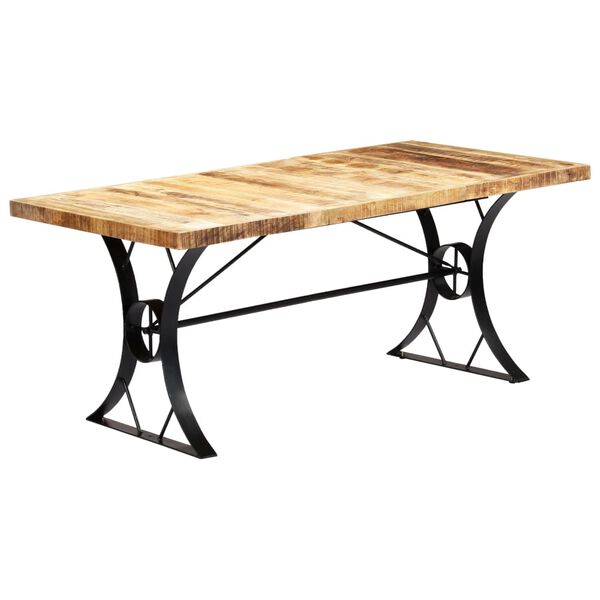 vidaXL Dining Table Brown, Black Solid Mango Wood, Steel 70.9 x 35.4 in
