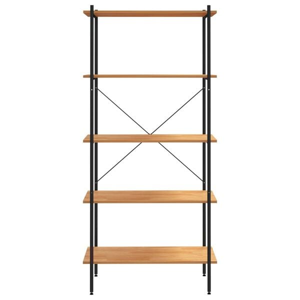 vidaXL Shelving Unit Black and Oak Engineered wood, Steel Large Durable