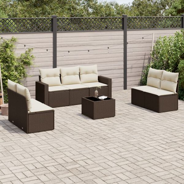 vidaXL Garden Sofa Set Brown and Cream PE Rattan Modular Garden Sofa Set