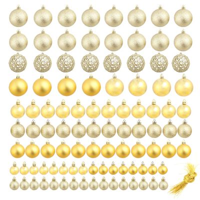 vidaXL 100 Piece Christmas Ball Set 1.2"/1.6"/2.4" Gold