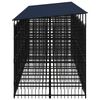 vidaXL Dog Kennel Black Powder-coated steel 14.75 Durable Dog Kennel