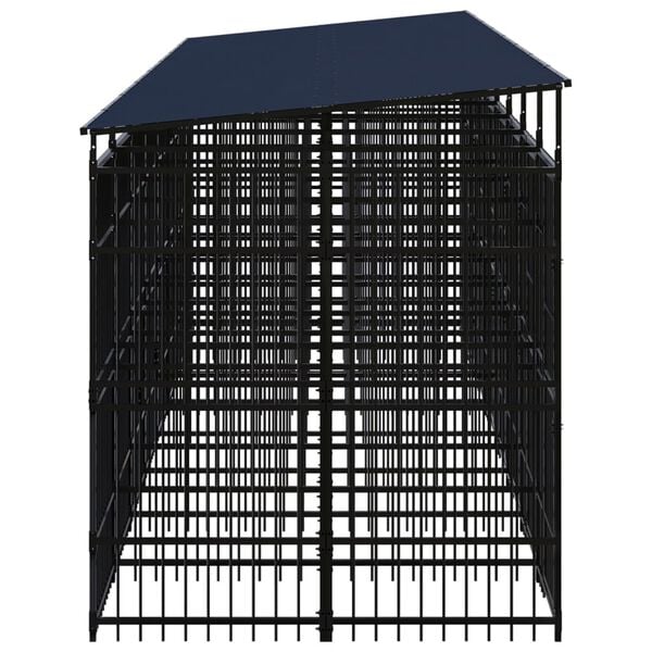 vidaXL Dog Kennel Black Powder-coated steel 14.75 Durable Dog Kennel