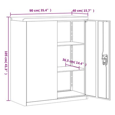 vidaXL File Cabinet White 35.4"x15.7"x41.3" Steel