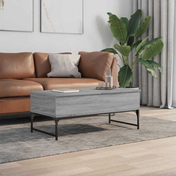 vidaXL Coffee Table Grey Sonoma Engineered wood, metal Medium