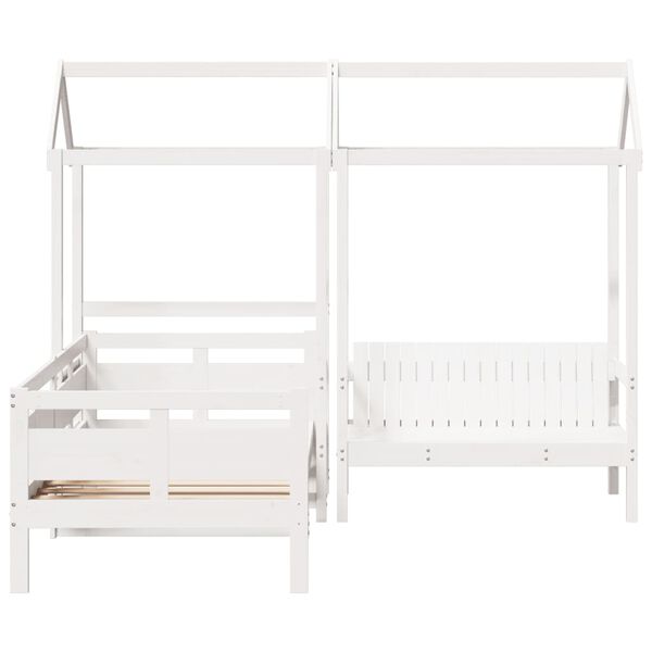 vidaXL Day Bed And Bench Set White Solid Pine Wood