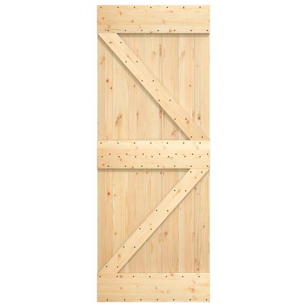 vidaXL Sliding Door with Hardware Set 27.6x82.7" Solid Wood Pine