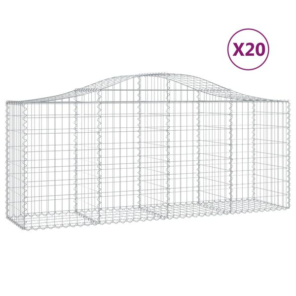 vidaXL Gabion Basket Set of 20 Silver Galvanized iron