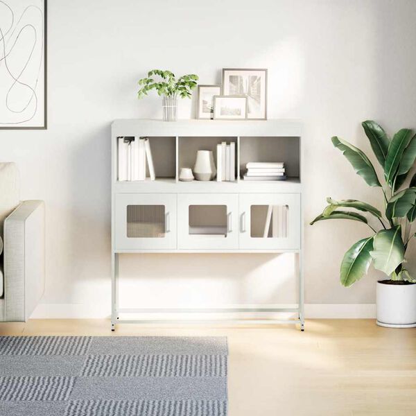 vidaXL Sideboard White Cold-rolled Steel Medium Buffet Rectangular