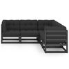 vidaXL Garden Lounge Set Black Solid pinewood, 100% polyester fabric