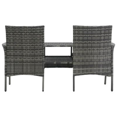 vidaXL 2-Seater Patio Sofa with Tea Table Poly Rattan Anthracite