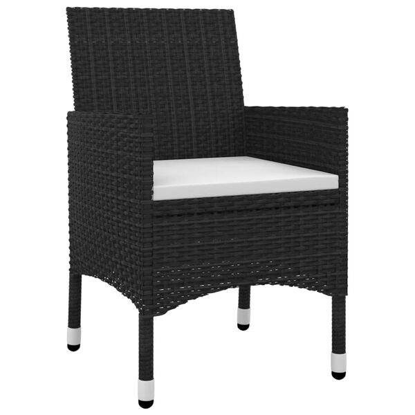 vidaXL Garden Dining Set Black PE rattan, steel, glass, fabric Large