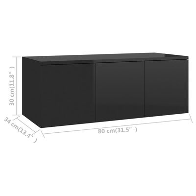 vidaXL TV Stand High Gloss Black 31.5"x13.4"x11.8" Engineered Wood