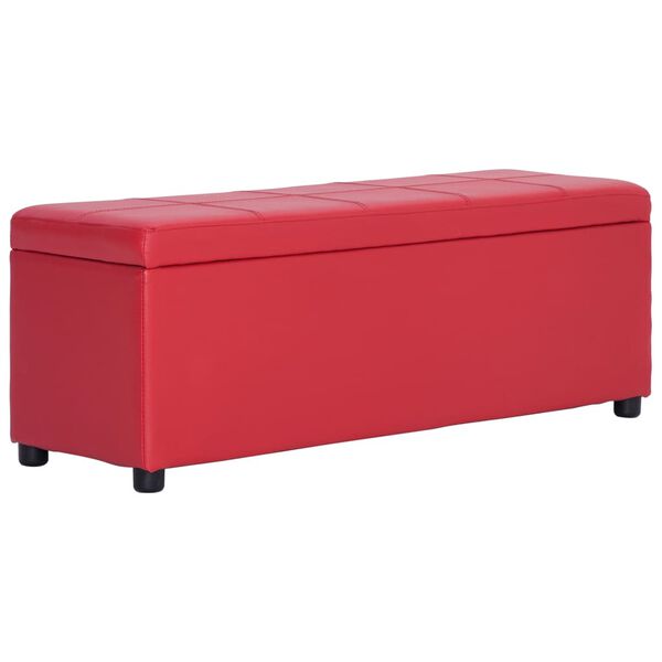 vidaXL Bench Red Faux Leather, Wood 45.7 inches long Bench Rectangular