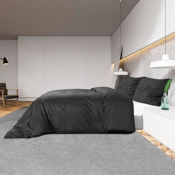 vidaXL Duvet Cover Set Black Microfiber 79 x 79 in Light Weight
