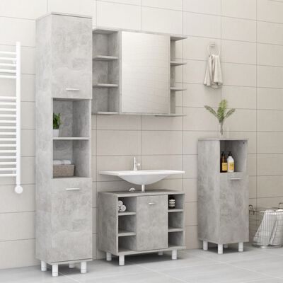 vidaXL Bathroom Mirror Cabinet Concrete Gray 31.5"x8.1"x25.2" Chipboard