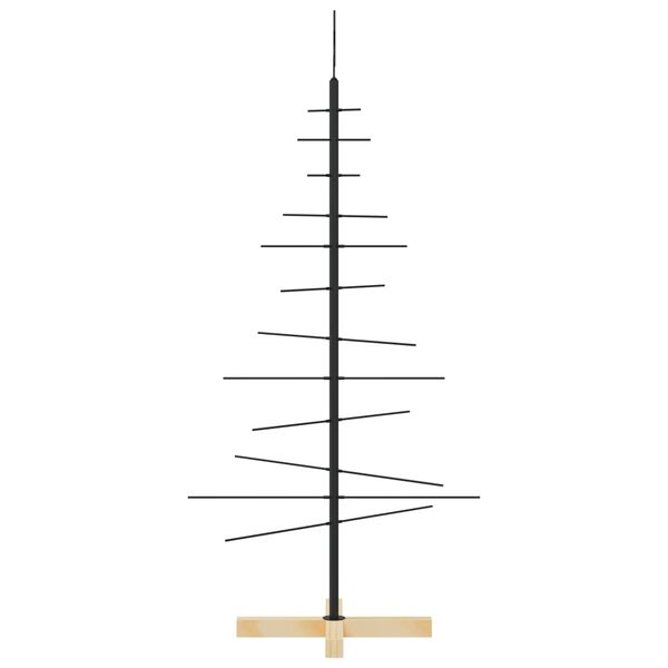 vidaXL Metal Christmas Tree Black Powder-coated steel, solid pine wood