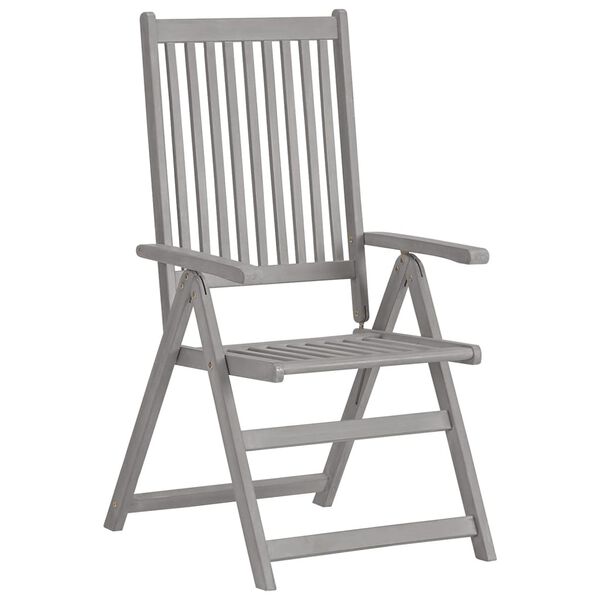 vidaXL Garden Chair Set of 8 Grey Solid Acacia wood Standard Foldable