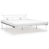vidaXL Bed Frame White Powder-coated metal, plywood Super King Durable